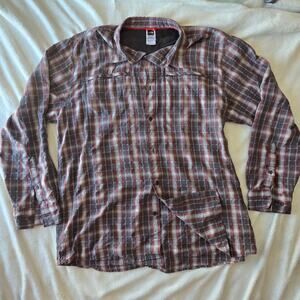 The North Face Men’s XXL Plaid Button‑Up Shirt – Red/Grey